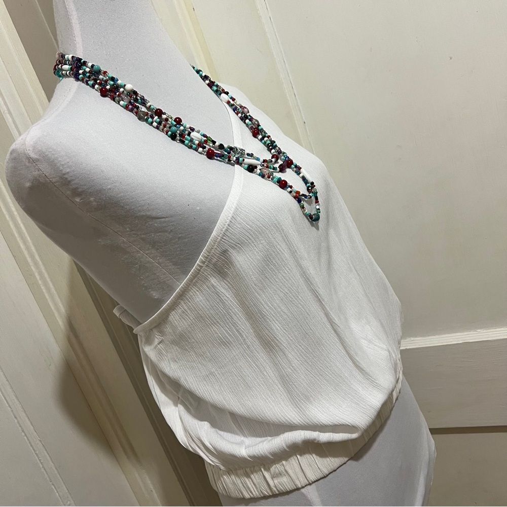 Gilli Plus Size One Shoulder Crop Top in White Womens 1X
